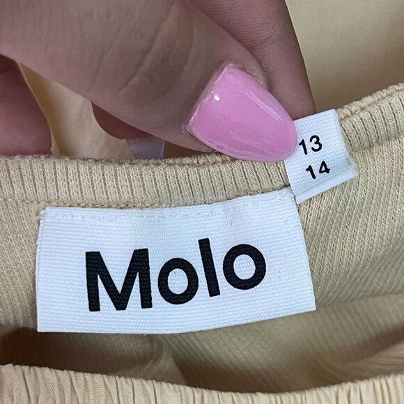 Molo Girls Tan Cream Christal Short Sleeve Dress Brazilian Sand Dress 13-14Y - Picture 6 of 8